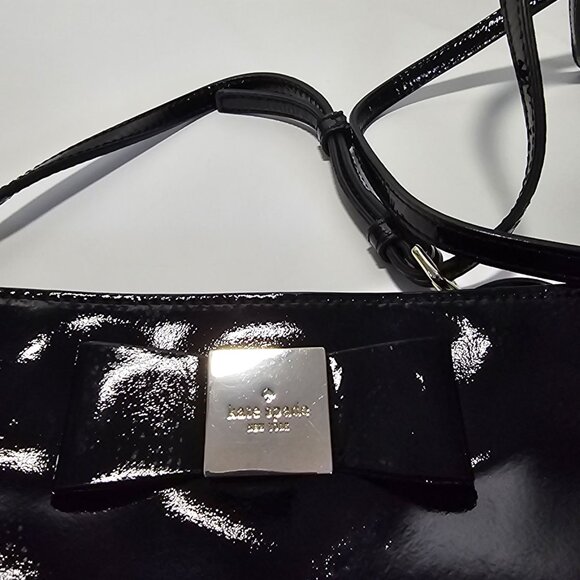 Kate Spade Black Patent Leather Bow Crossbody Purse - Picture 3 of 7